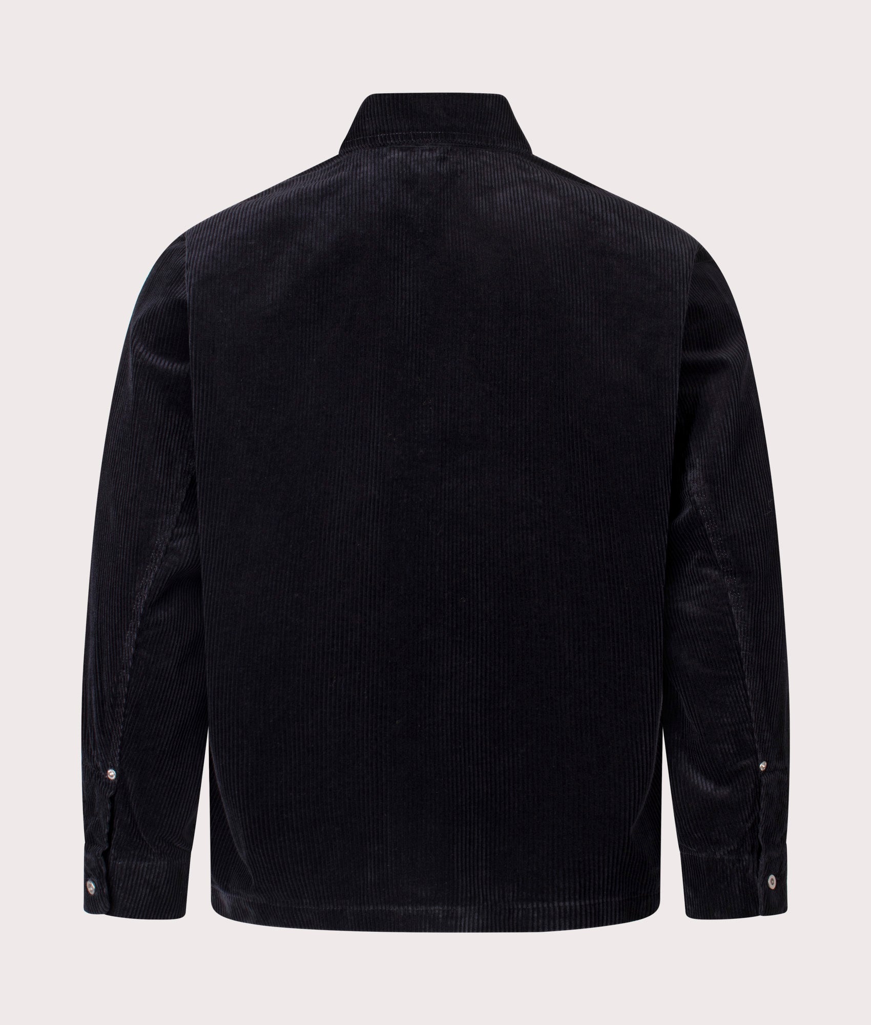 Norse Projects  Folke Wide Corduroy Chore Jacket in Dark Navy at EQVVS Menswear. Back shot.