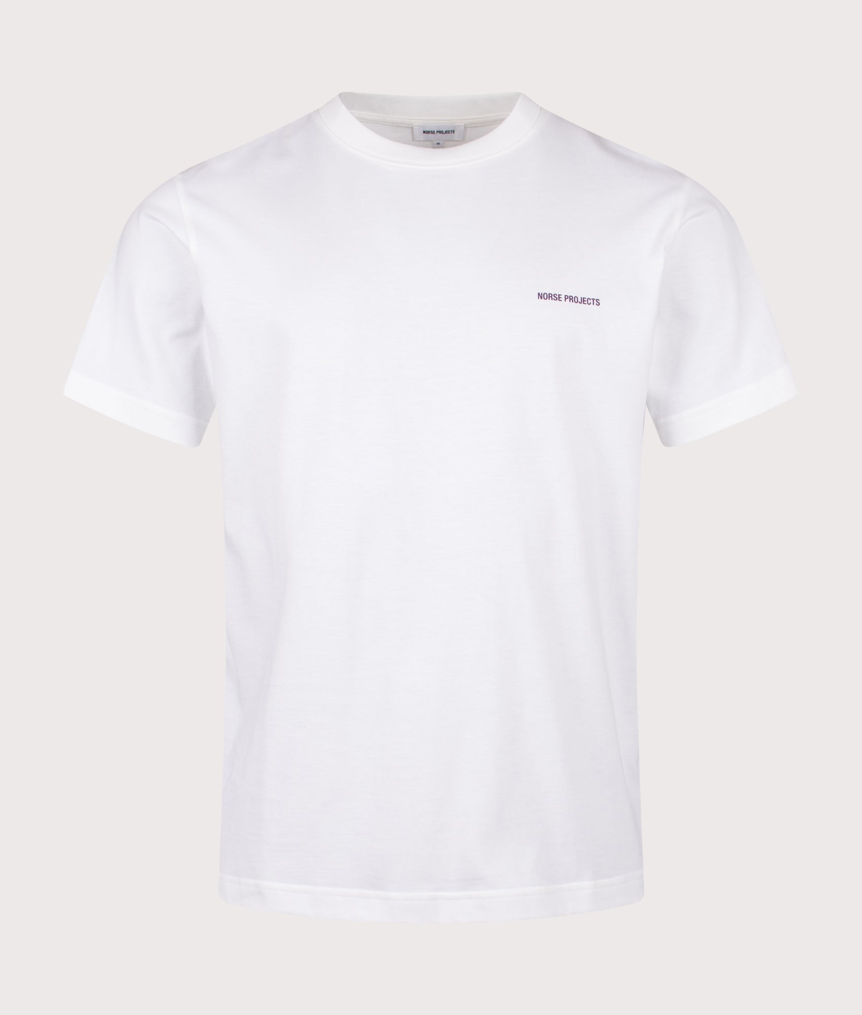 Norse Projects Dyrehaven Organic Logo Print T-Shirt in White at EQVVS Menswear. Front shot.
