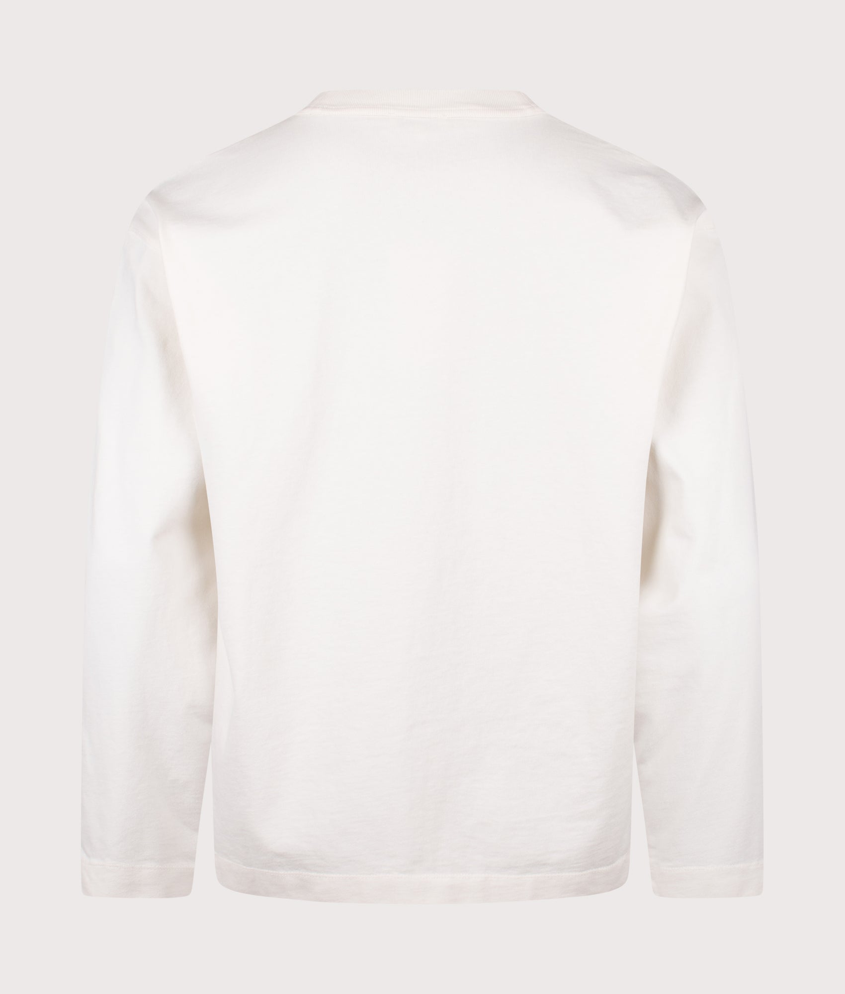 Norse Projects Relaxed Fit Isefjord Compact Long Sleeve T-Shirt in Ecru at EQVVS Menswear. Back shot.