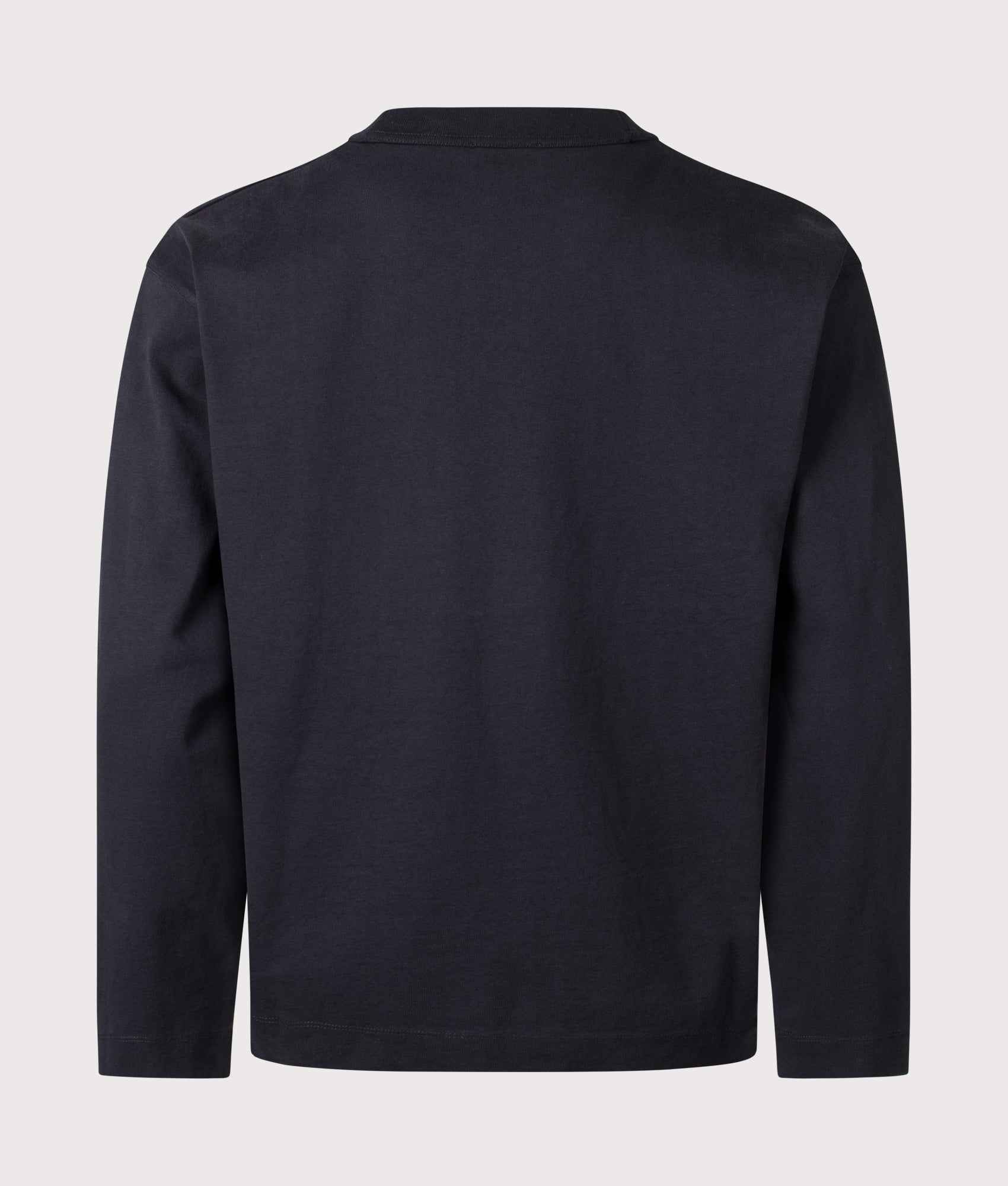 Norse Projects Relaxed Fit Isefjord Compact Long Sleeve T-Shirt in Black at EQVVS Menswear. Back shot.