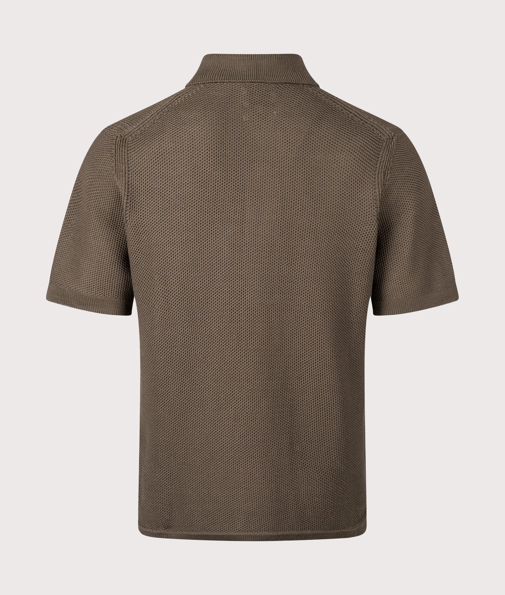 Norse Projects Fredensborg Short Sleeve Knitted Shirt in Turkisk Coffee at EQVVS Menswear. Back shot.
