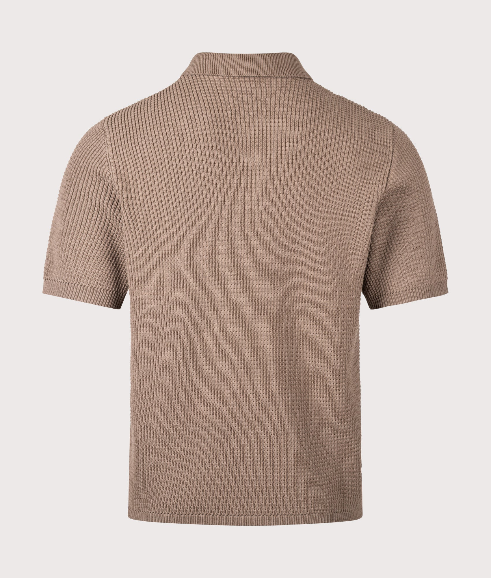 Norse Projects Anholt Cotton Crepe Polo Shirt in Walnut at EQVVS Menswear. Back shot.