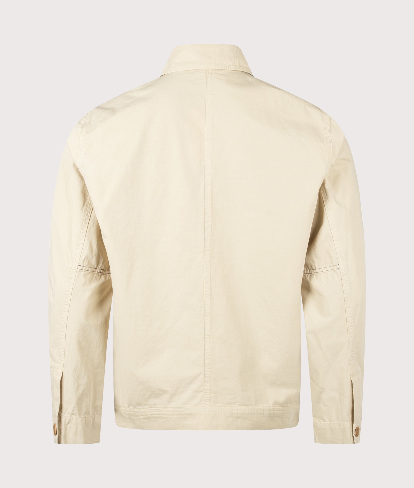 Norse Projects Arresskov Compact Cotton Overshirt in Utility Khaki at EQVVS Menswear. Back shot.
