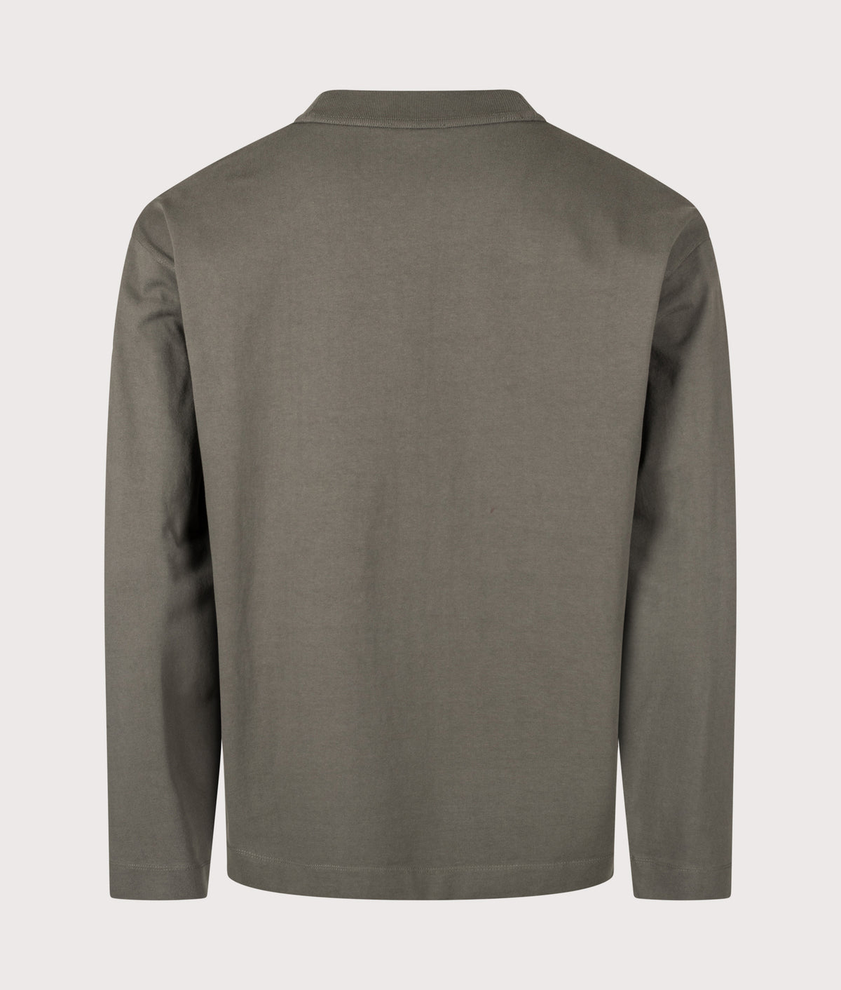 Norse Projects Relaxed Fit Isefjord Compact Long Sleeve T-Shirt in Beluga at EQVVS Menswear. Back shot.
