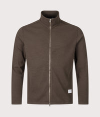 Relaxed Fit Military Rib Zip Through Cardigan: 2090 Delicioso Brown 