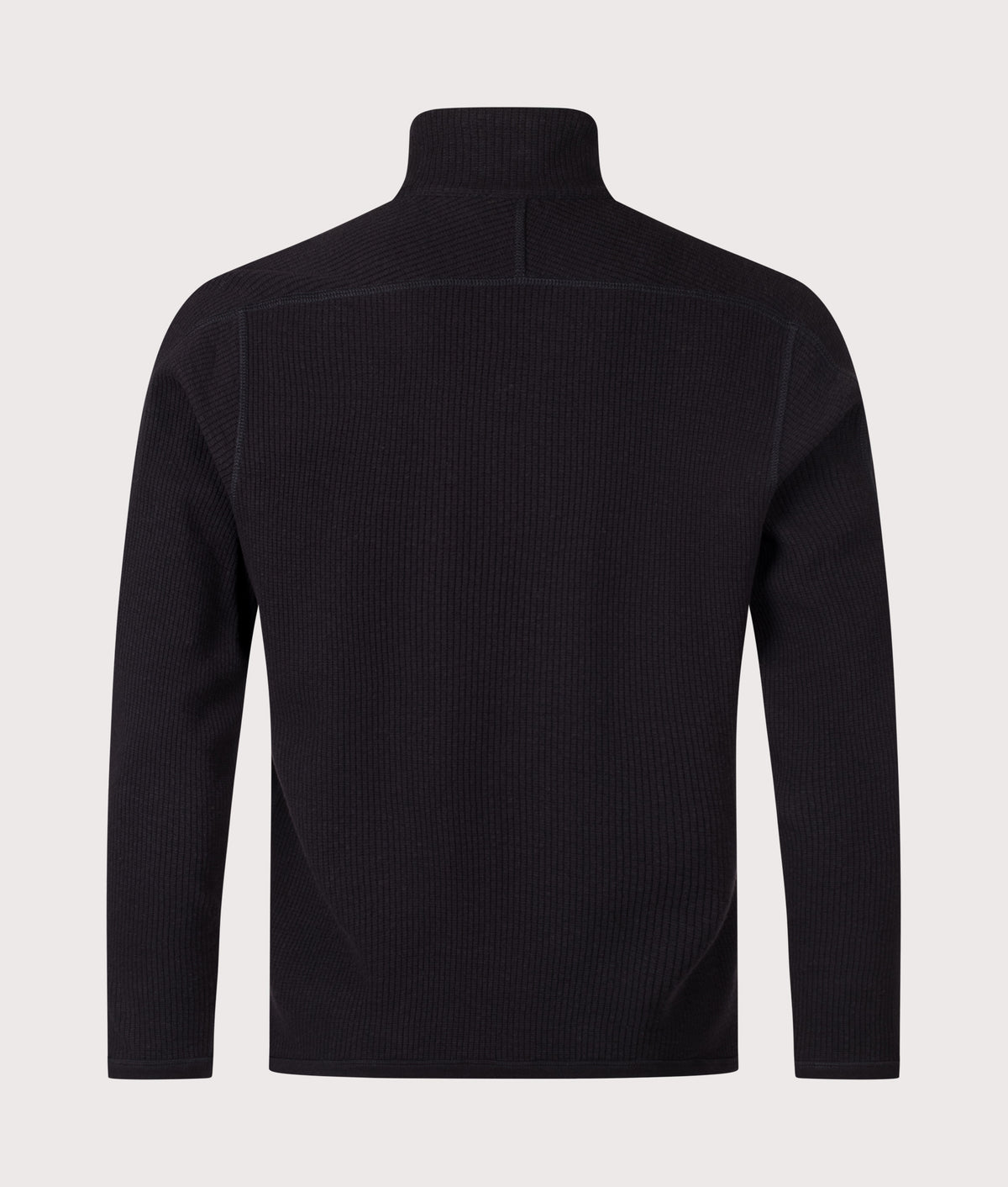 Norse Projects Relaxed Fit Military Rib Zip Through Cardigan in Black at EQVVS Menswear. Back shot.