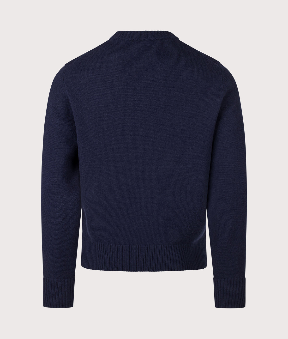 Norse Projects Stensmark Merino Lambswool Knit Jumper in Dark Navy at EQVVS Menswear. Back shot.