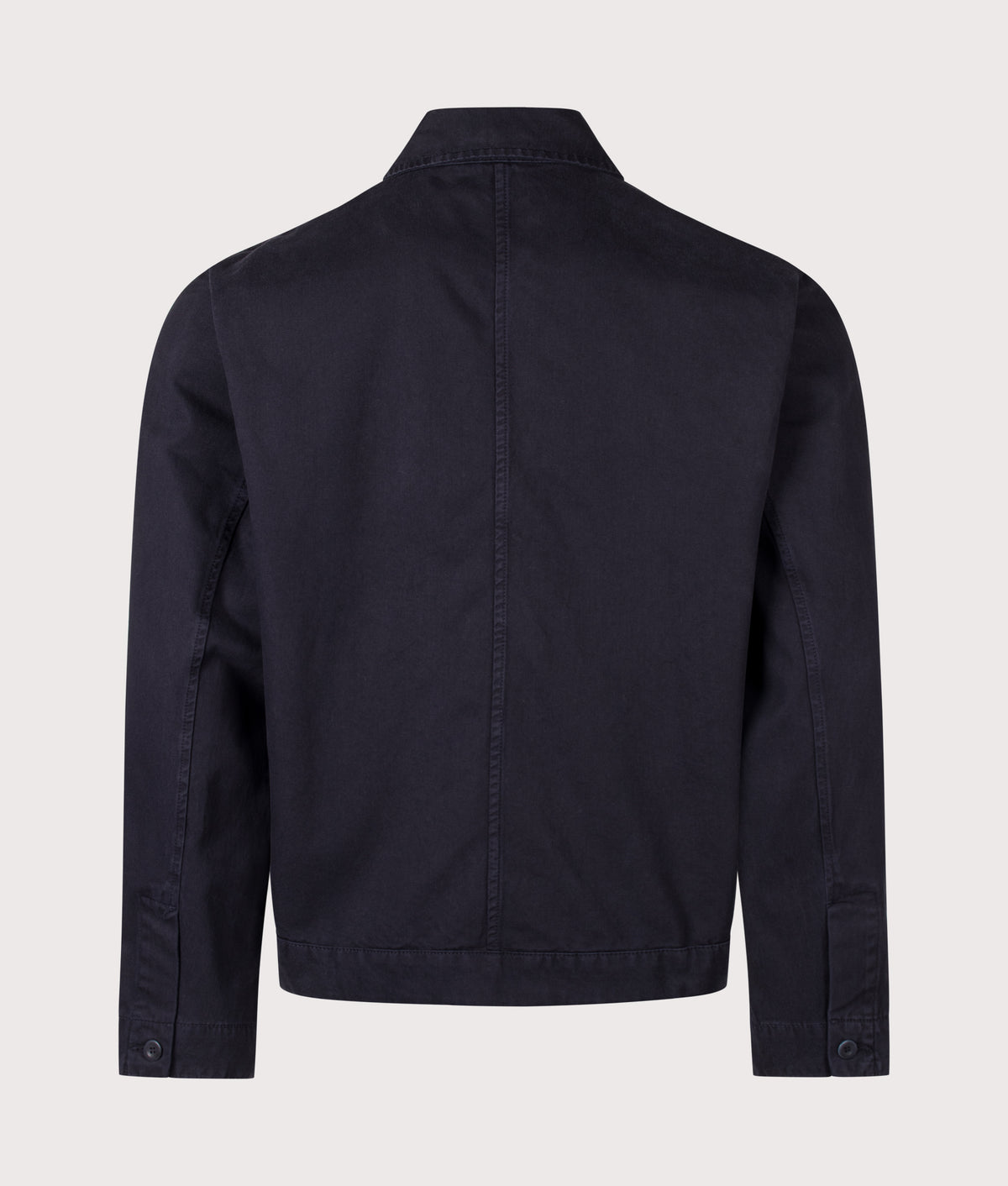 Norse Projects Relaxed Fit Arresskov Broken Twill Overshirt in Dark Navy at EQVVS Menswear. Back shot.