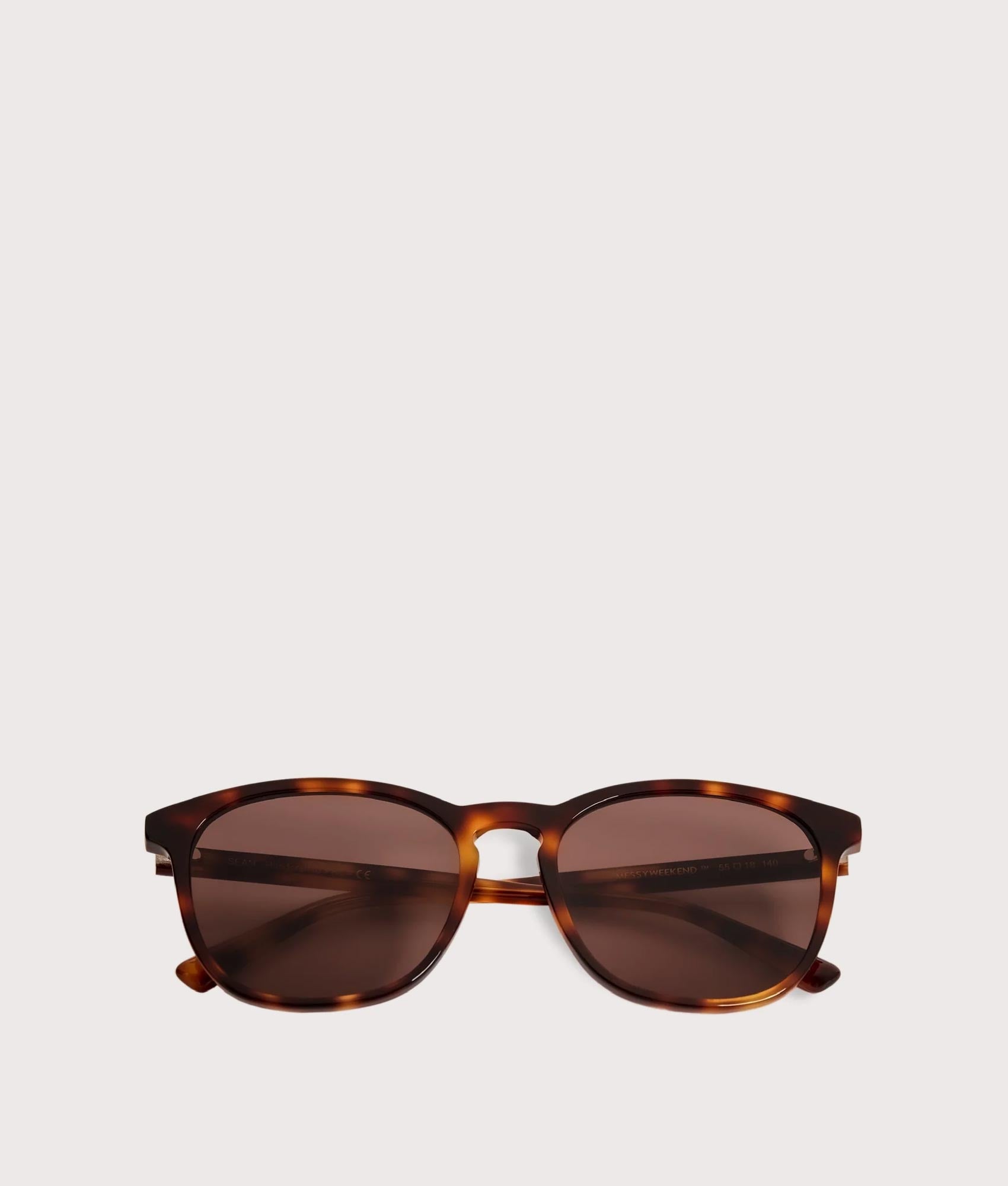 MessyWeekend Sean Sunglasses in Tortoise Shell and Brown Lens at EQVVS. Folded Shot.