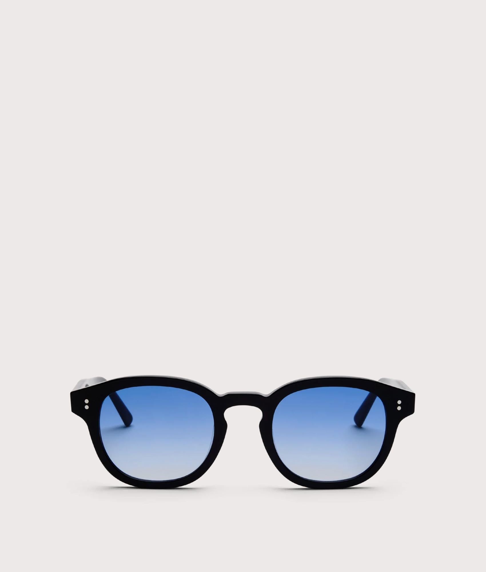 MessyWeekend Billie Bio Sunglasses in black and gradient blue Lens at EQVVS. Front Shot.