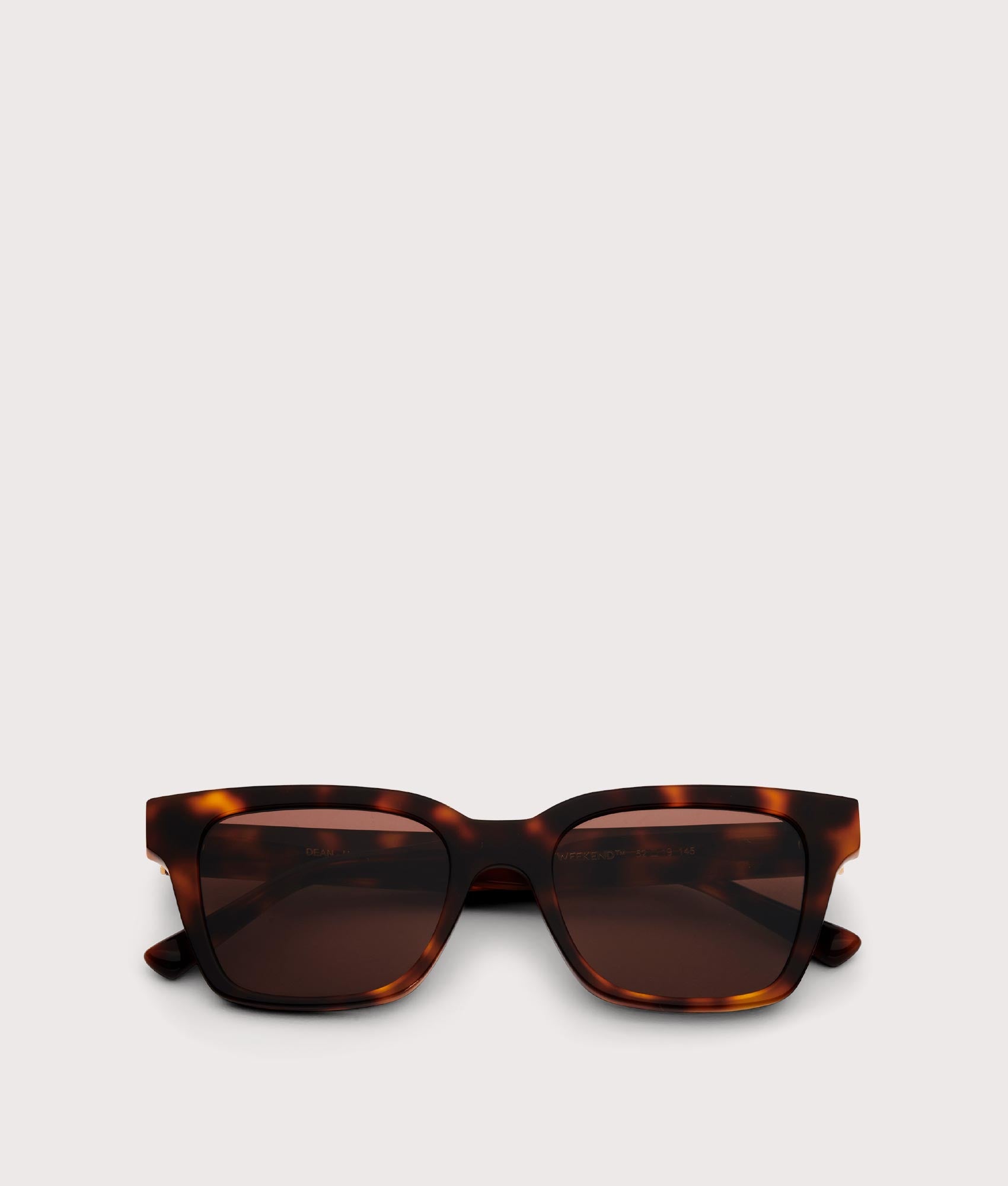 MESSYWEEKEND Dean sunglasses in Tortoise - Brown Lens at EQVVS Menswear. Folded shot.