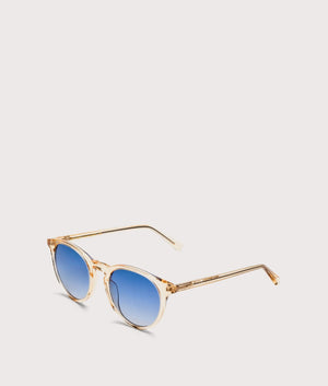 MESSYWEEKEND New Depp Sunglasses in Champagne with Blue Lens at EQVVS. Side Shot.