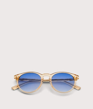 MESSYWEEKEND New Depp Sunglasses in Champagne with Blue Lens at EQVVS. Folded Shot.