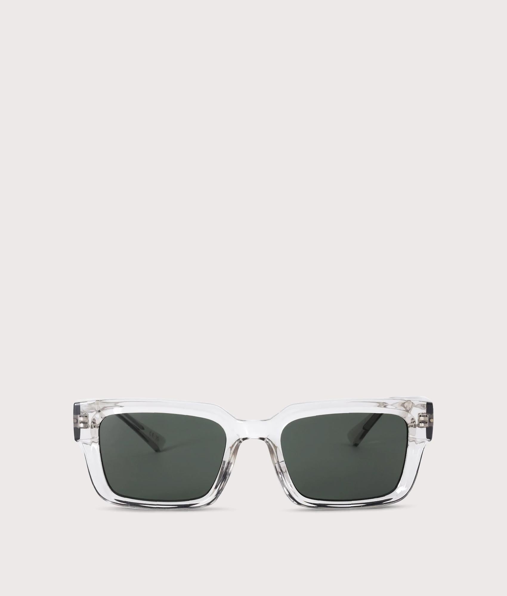 MESSYWEEKEND Louie Sunglasses in Crystal - Green Lens at EQVVS Menswear. Front shot.