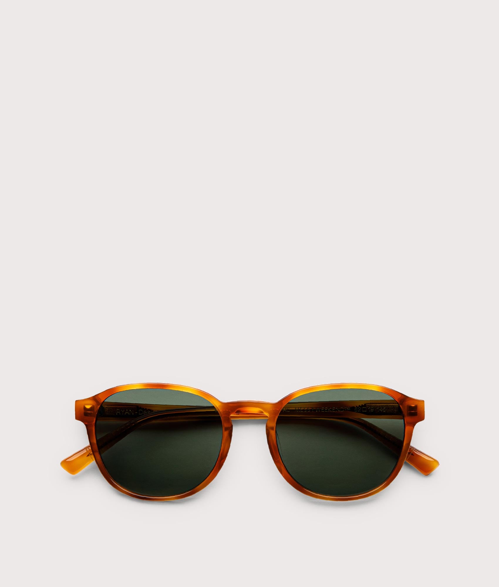 MESSYWEEKEND Ryan Sunglasses in Havana-Green Lens at EQVVS Menswear. Folded shot.