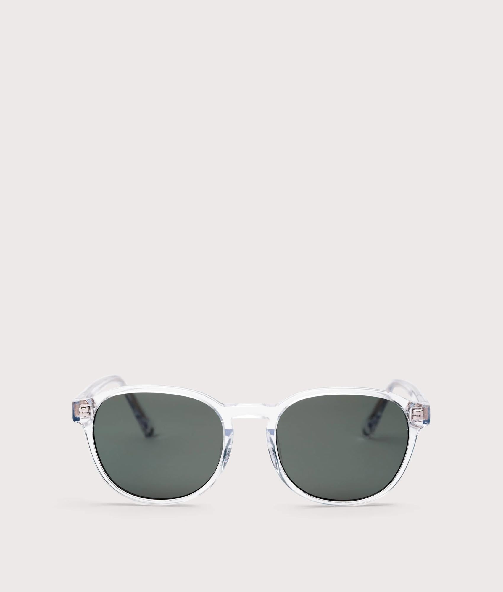 MESSYWEEKEND Ryan Sunglasses in Crystal - Gradient Green Lens at EQVVS Menswear. Front shot.