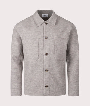 Jonas Wool Overshirt in Navy Blue | NN.07 | EQVVS | Front shot 
