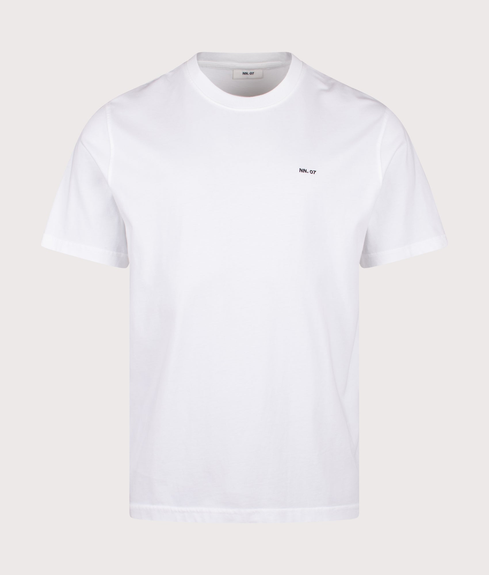 NN.07 Adam EMB T-Shirt in White at EQVVS Menswear. Front shot.