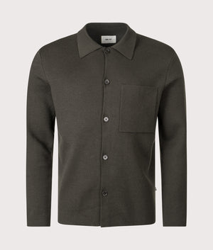 Jonas Wool Overshirt in Dark Army | NN.07 | EQVVS | Front shot 