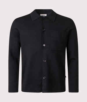 Jonas Wool Overshirt in Black | NN.07 | Shot at EQVVS | Front shot 