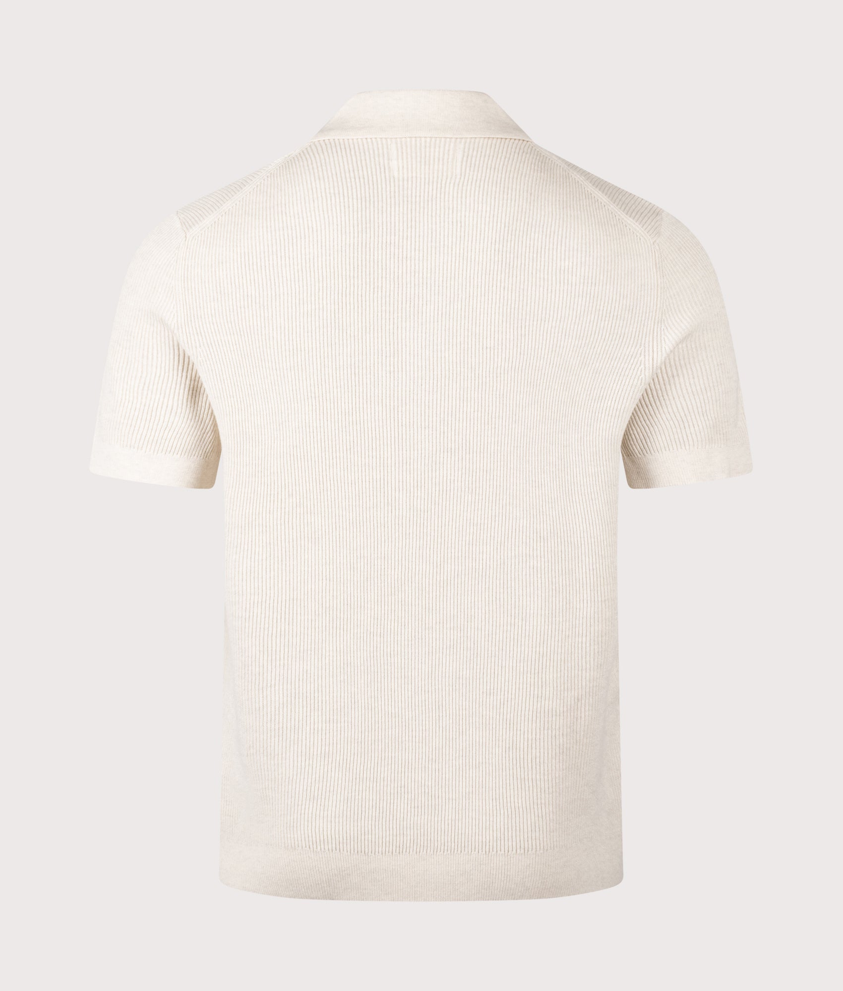 NN.07 Hansie Half Zip Polo Shirt in Ivory at EQVVS Menswear. Back shot.