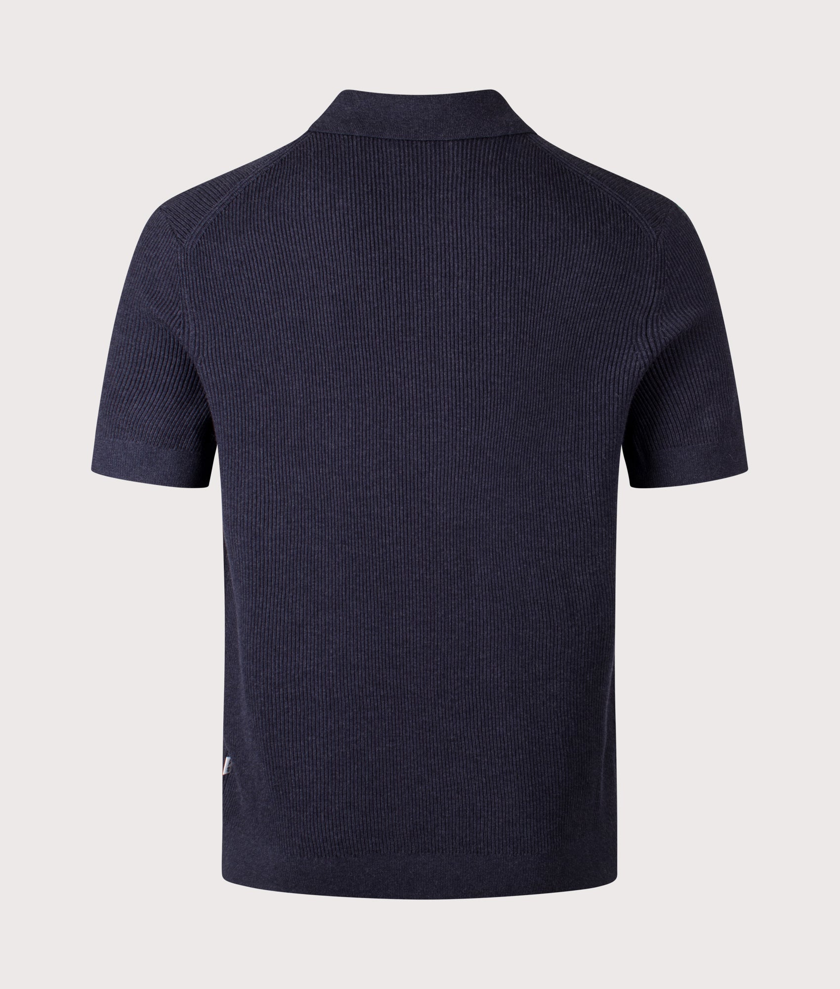 NN.07 Hansie Half Zip Polo Shirt in Navy Melange at EQVVS Menswear. Back shot.