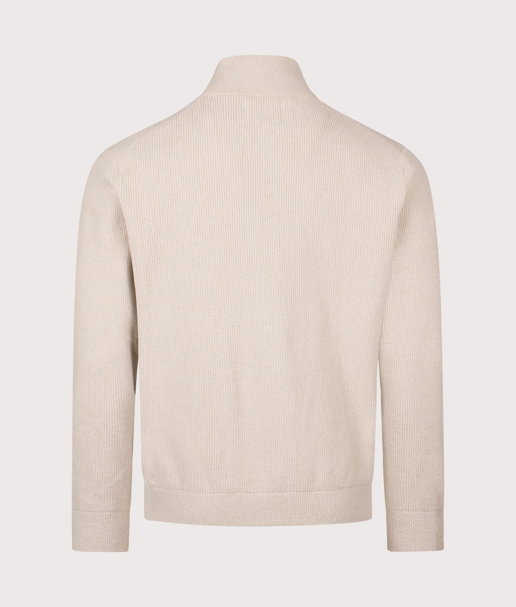 NN.07 Danny Full Zip Fleece Sweatshirt in Ecruat EQVVS Menswear. Back shot.