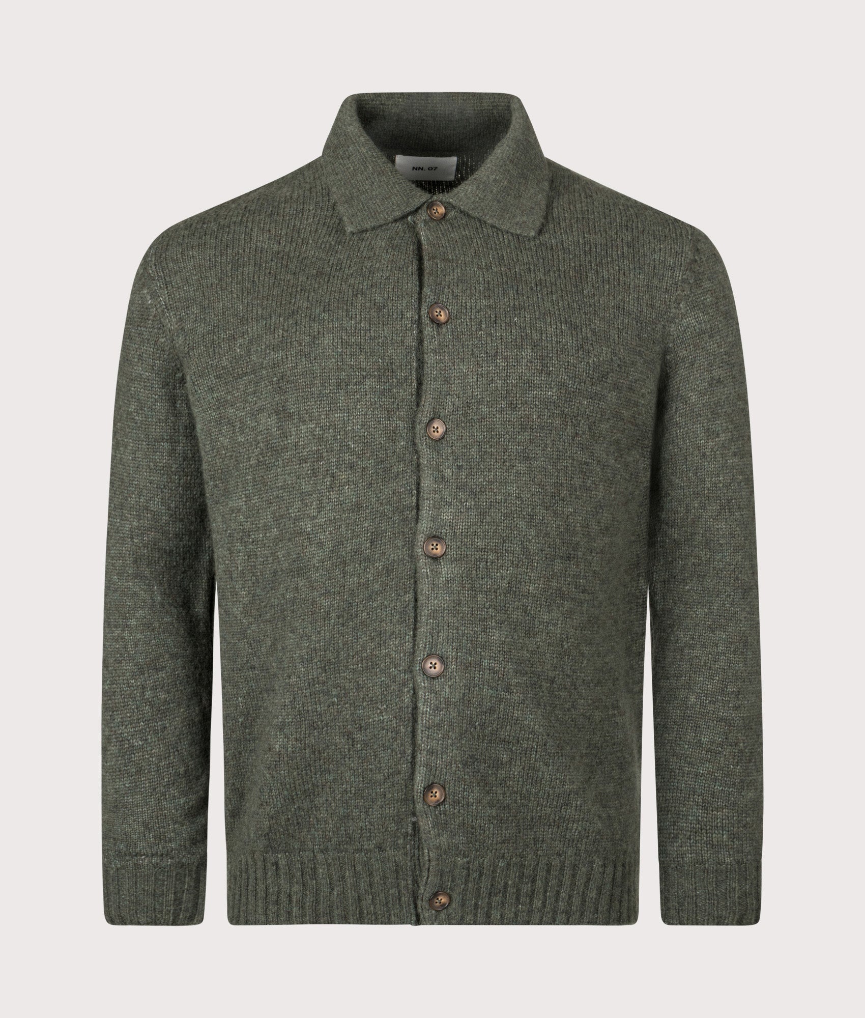 Lee Cardigan in Capers | Merino Wool Blend | NN.07 | EQVVS | Front shot 