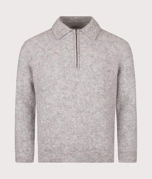 Alfie Quarter Zip Polo Sweatshirt in Sable Grey | NN.07 | EQVVS | Front shot 