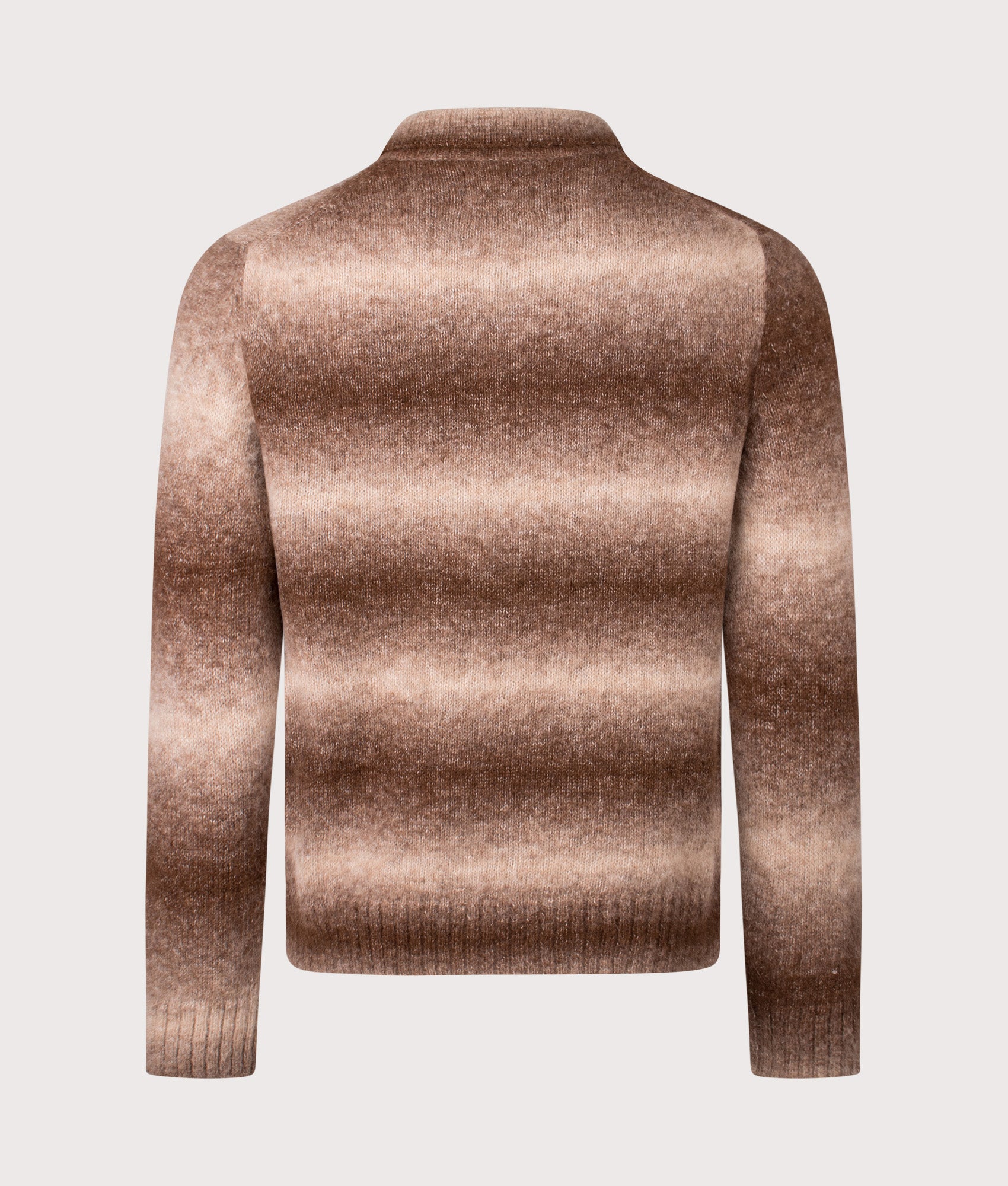 Alfie Cardigan Polo in Camel Stripe | NN.07 | Shot at EQVVS | Back shot 