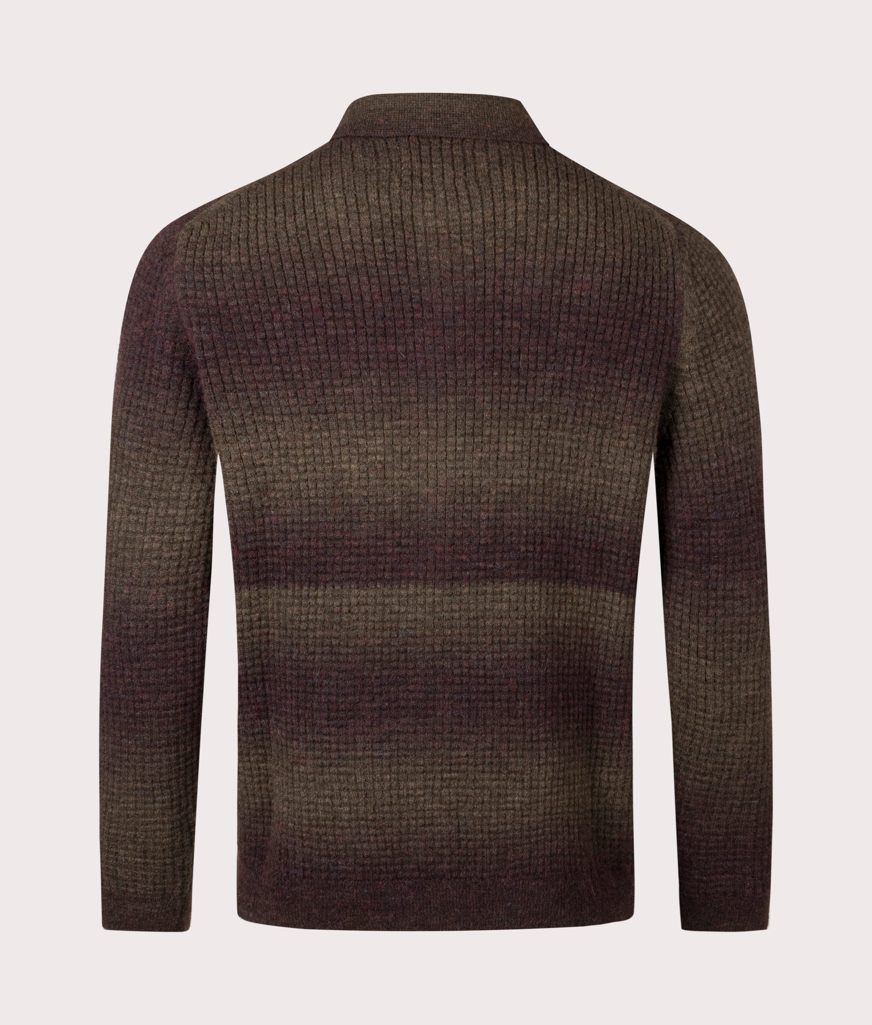 NN.07 Thor Cardigan Polo in Dark Army at EQVVS Menswear. Back shot.