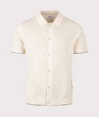 Nalo Knit Textured Stitch Polo Shirt: 016 Ivory 