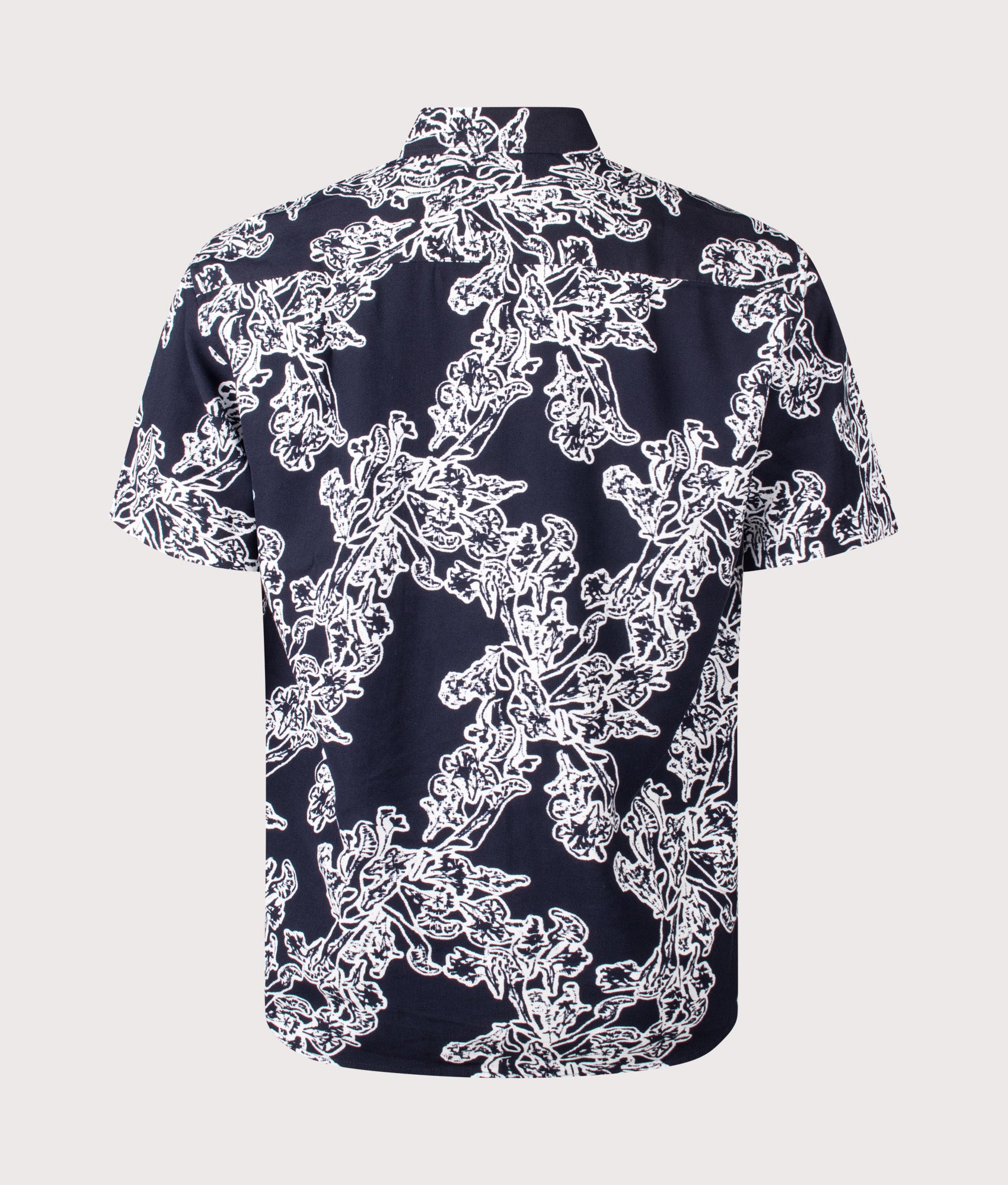 Deon Short Sleeve Print Shirt in Navy Blue by NN.07. Shot by EQVVS. Back shot.