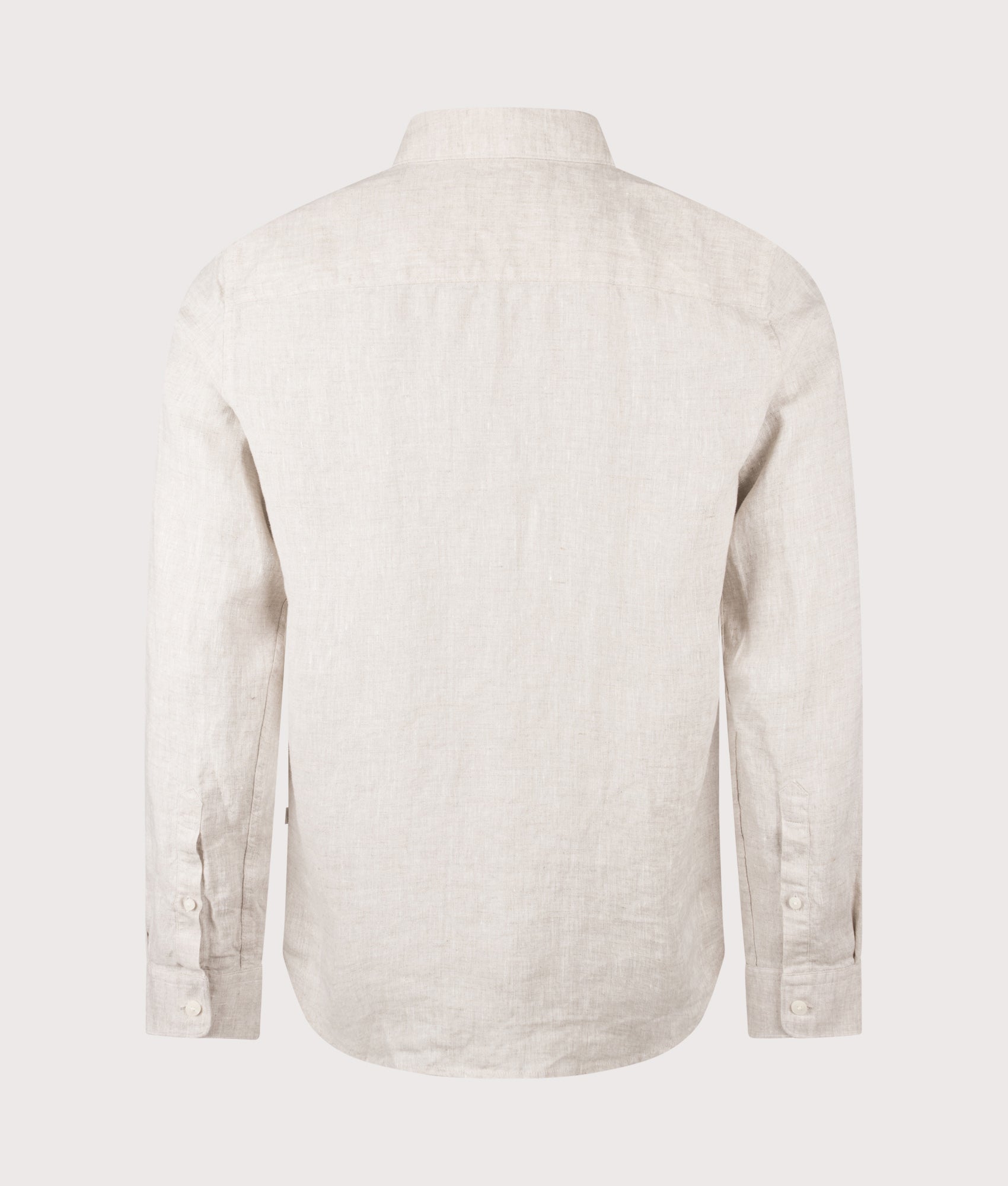 Enzo Linen Shirt in Oat by NN.07. Shot by EQVVS. Back shot.