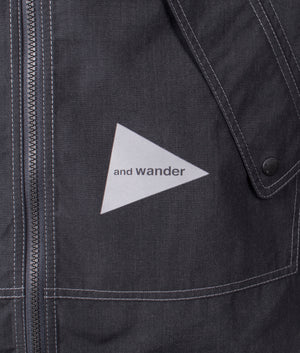 and wander Tough Aramid Hoodie in Charcoal at EQVVS. Detail Shot.