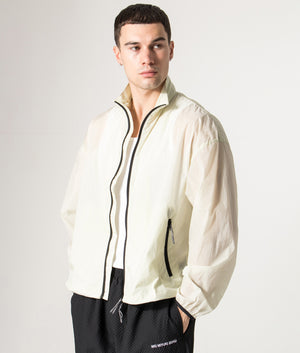 Active Nylon Track Jacket in Mint | MKI MIYUKI ZOKU | Shot at EQVVS | Front model shot 