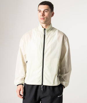 Active Nylon Track Jacket in Mint | MKI MIYUKI ZOKU | Shot at EQVVS | Front model shot 