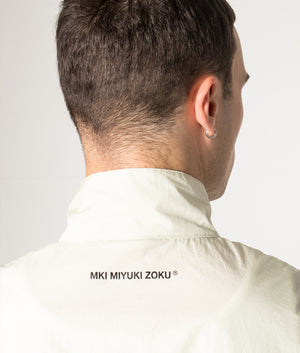 Active Nylon Track Jacket in Mint | MKI MIYUKI ZOKU | Shot at EQVVS | Back detail model shot