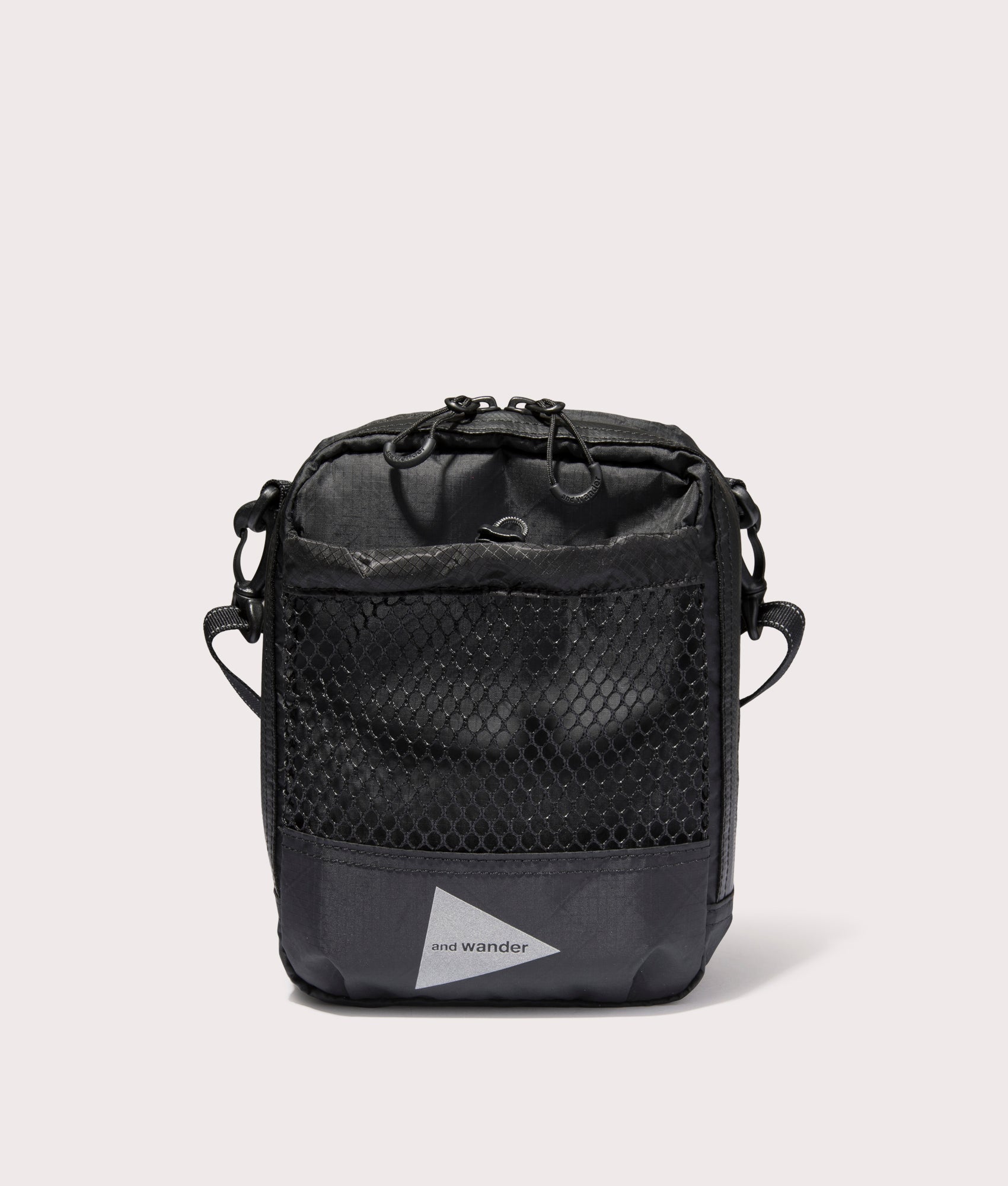 and wander 107  Ecopak Shoulder Pouch in Black at EQVVS. Front Shot.