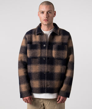 Universal Works Merino Fleece Lumber Jacket, Brown, EQVVS, Front
