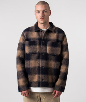 Universal Works Merino Fleece Lumber Jacket, Brown, EQVVS, Front 1 