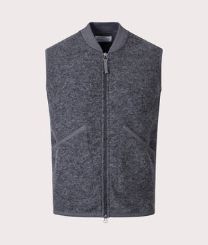 Universal Works Wool Zip Gilet -Grey Marl - EQVVS 