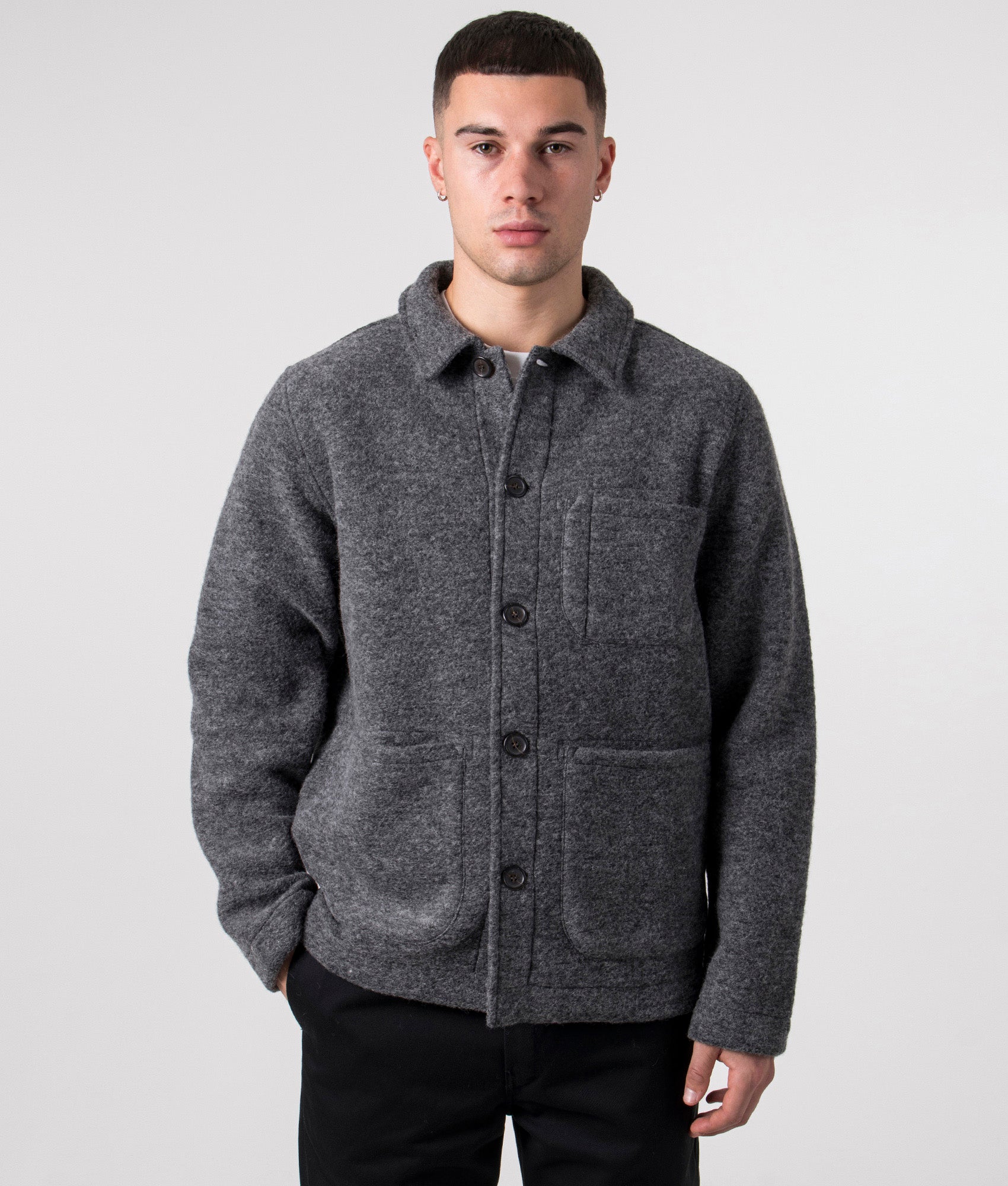 Oversized Fit Wool Field Jacket Grey Marl | Universal Works | EQVVS