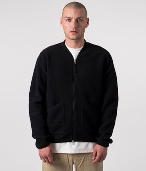 Universal Works Wool Zip Bomber Jacket Black, EQVVS, Front 