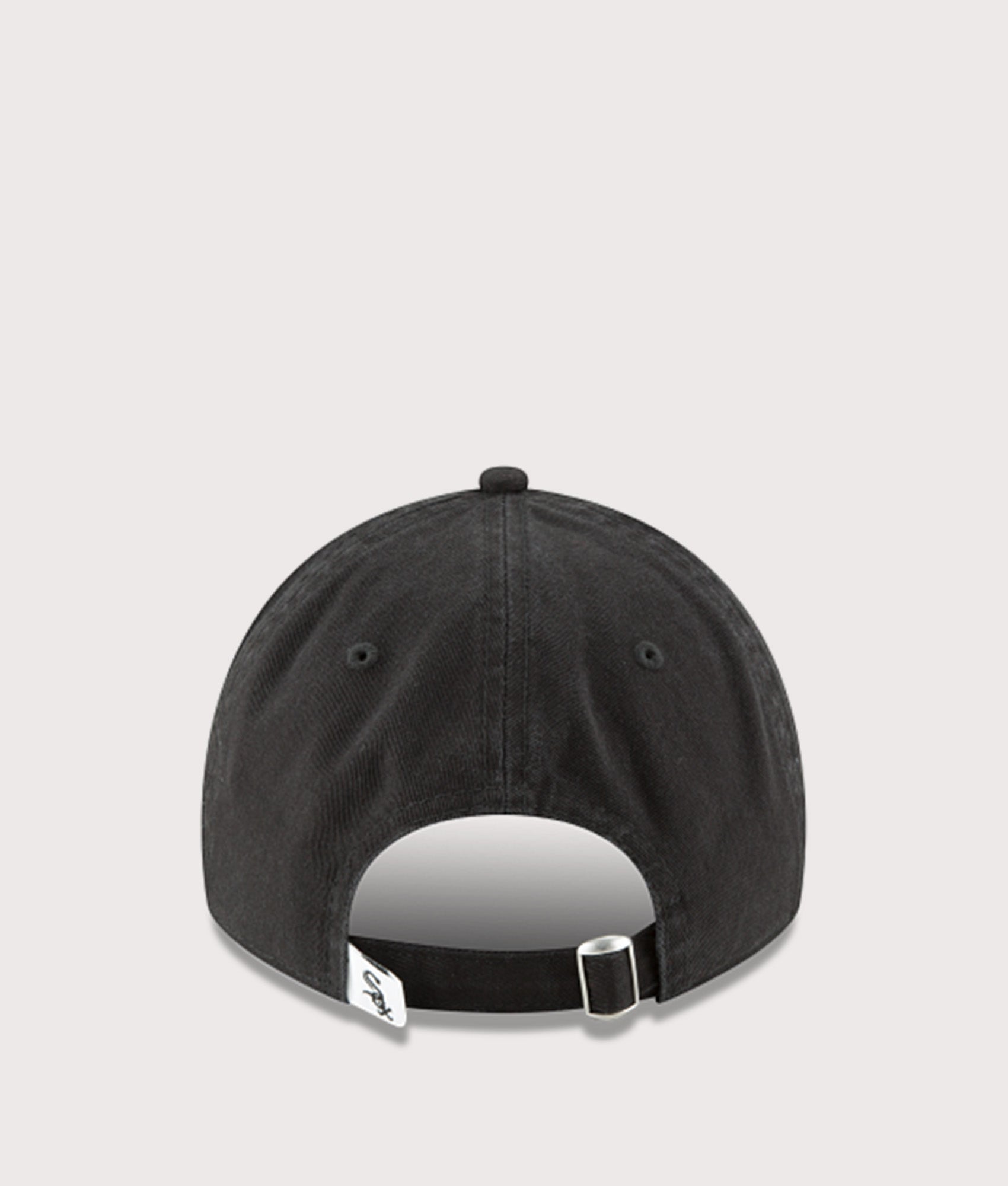 New Era MLB Core Classic Washed 9TWENTY Adjustable Cap in Black at EQVVS Menswear. Back shot.