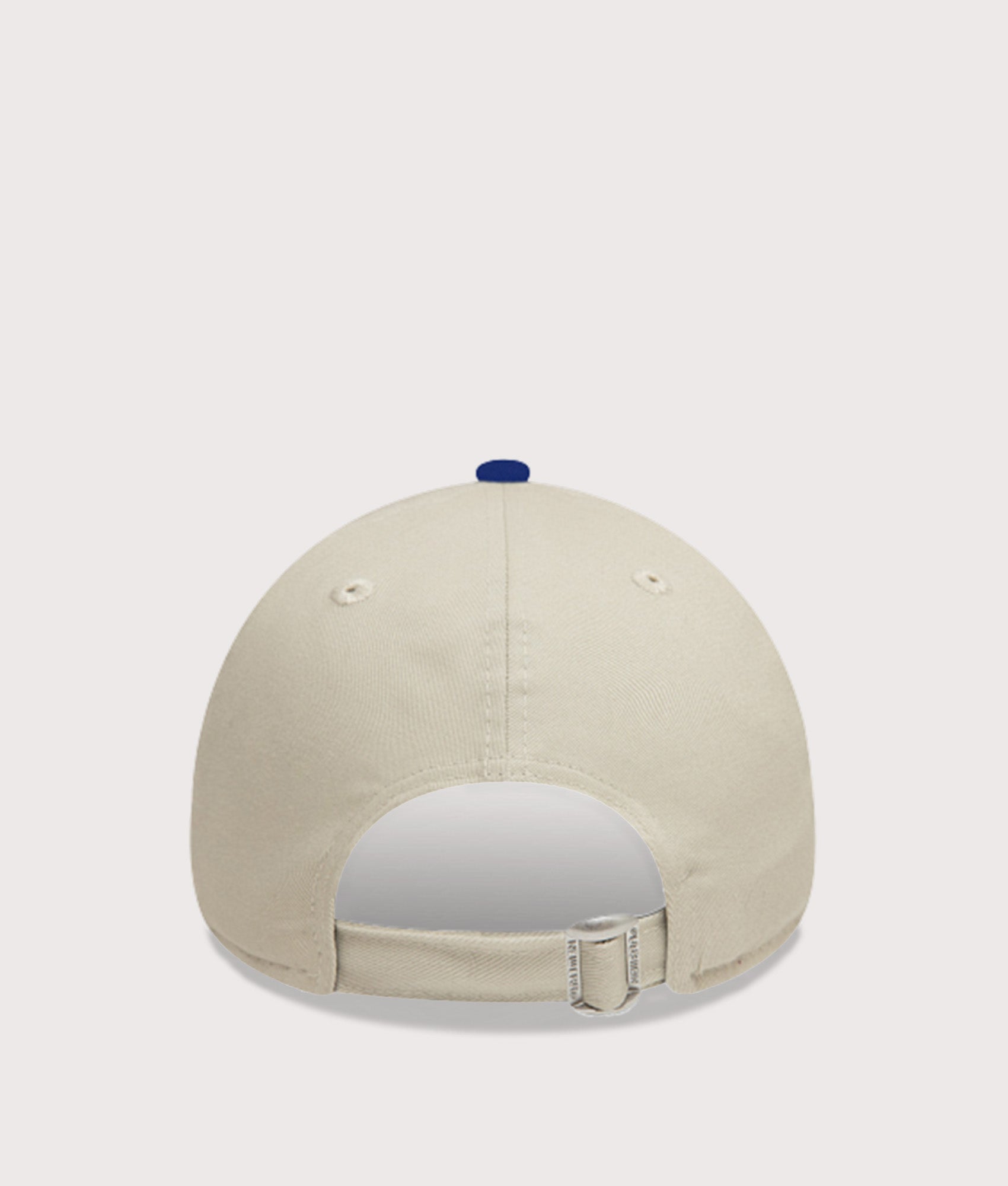 New Era LA Dodgers Colour Block 9FORTY Adjustable Cap in Cream and Blue at EQVVS Menswear. Back shot.