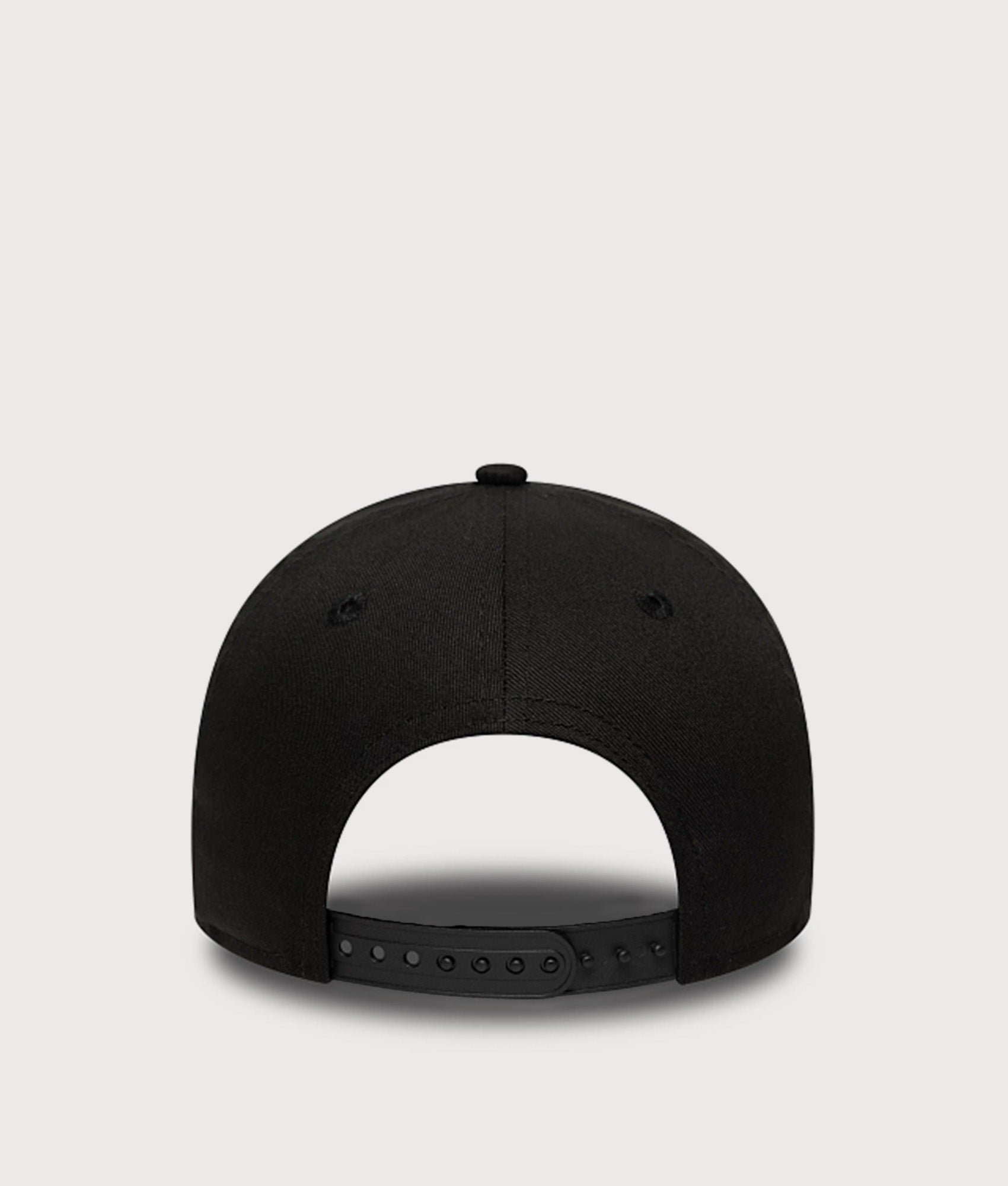 New Era New York Yankees MLB League Essential 9FORTY E-Frame Adjustable Cap in Black at EQVVS Menswear. Back shot.