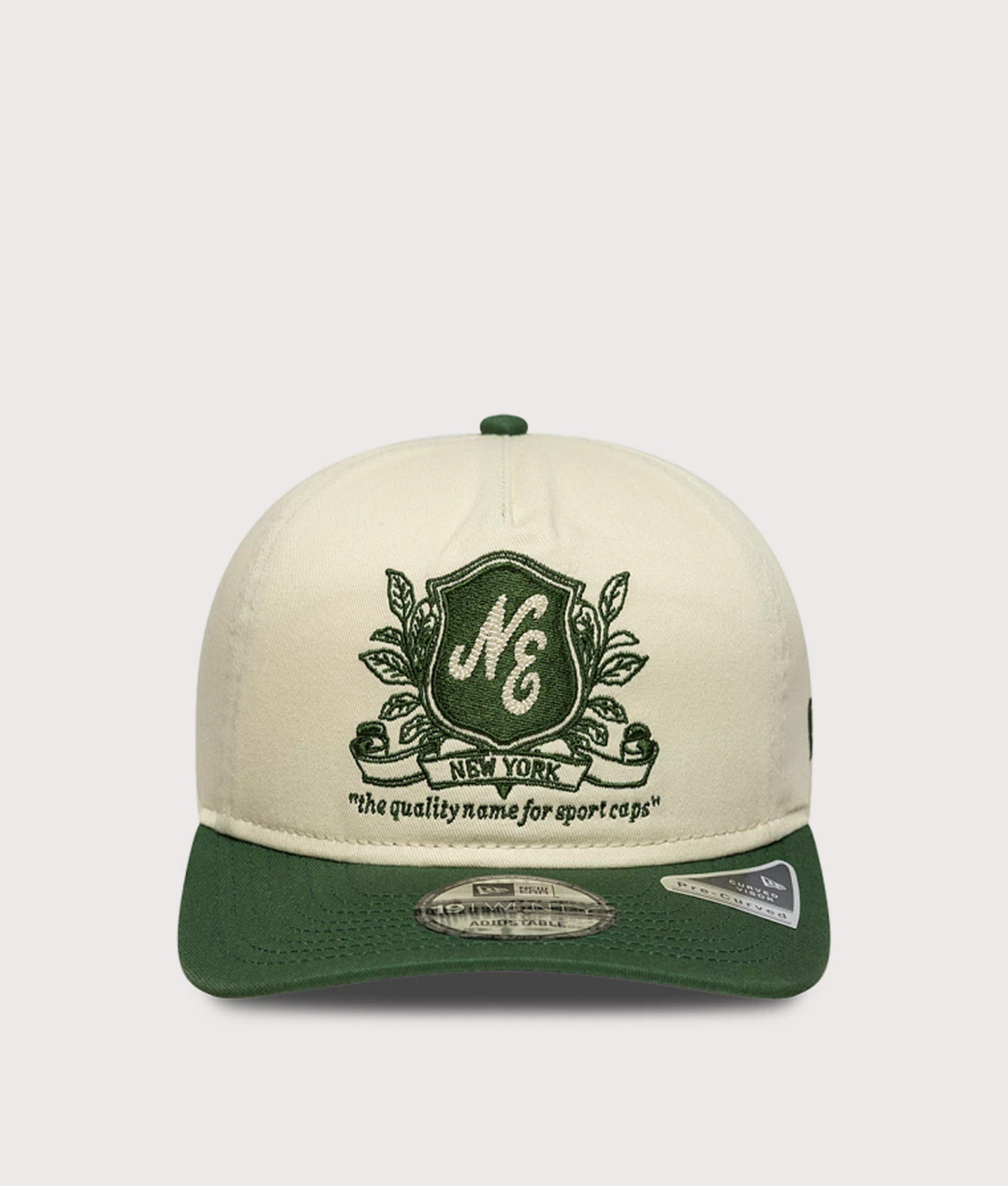 New Era New Era Washed Graphic 19TWENTY Adjustable Cap in Cream and green at EQVVS Menswear. Front shot.