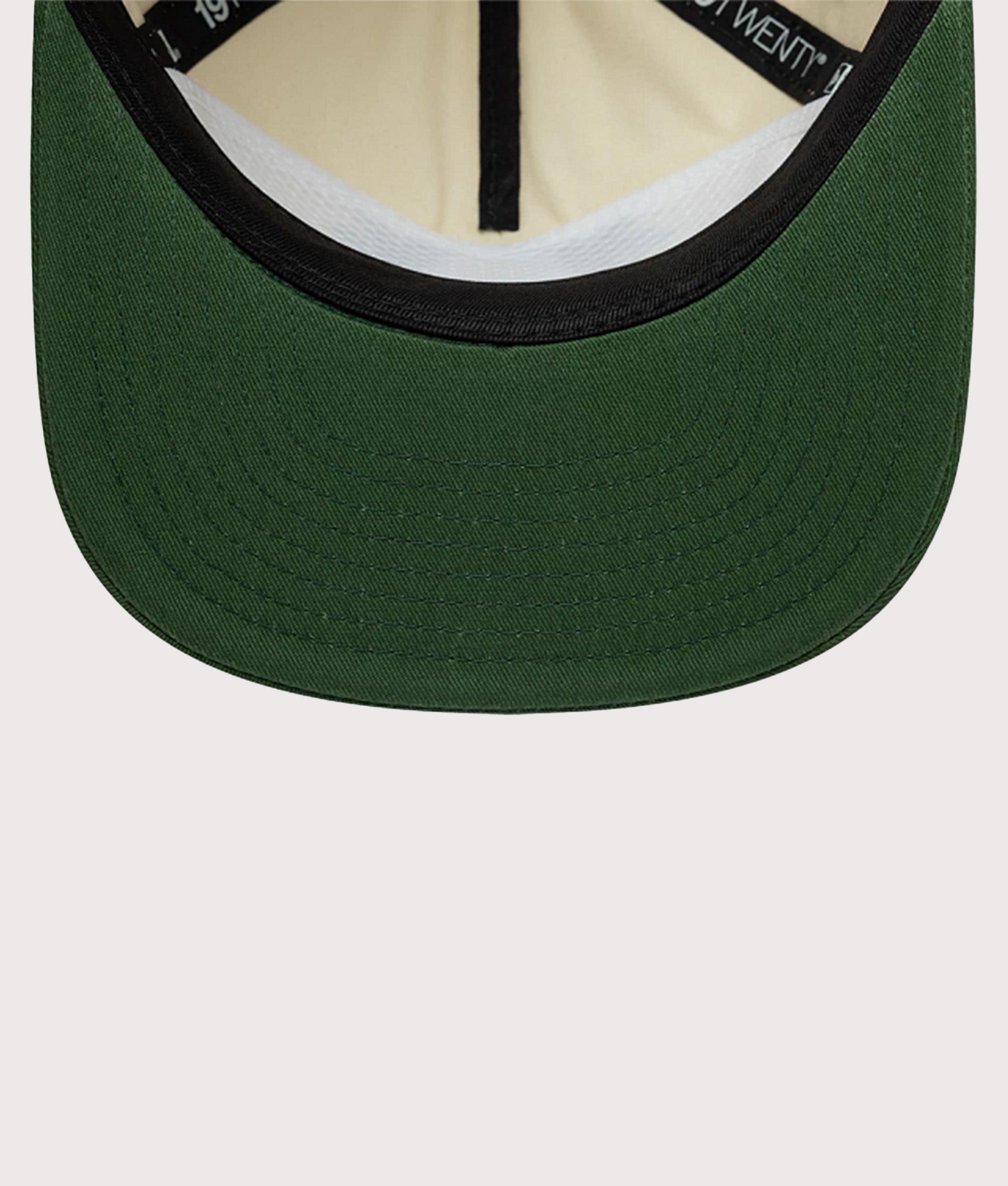 New Era New Era Washed Graphic 19TWENTY Adjustable Cap in Cream and green at EQVVS Menswear. Peak shot.