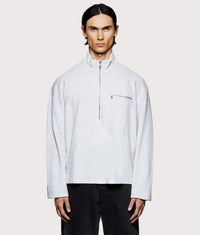 Towelling Quarter Zip Sweatshirt: Ash 